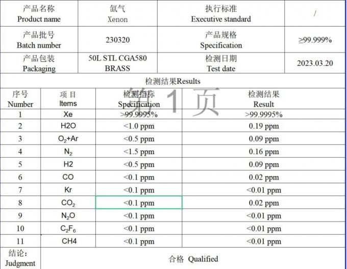 5n 99.999% High Purity Xenon Gas Xe Gas